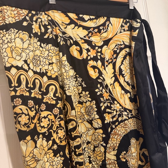 Black and Gold Baroque-Print One-Piece Swimsuit with Tie Straps - Picture 5 of 14